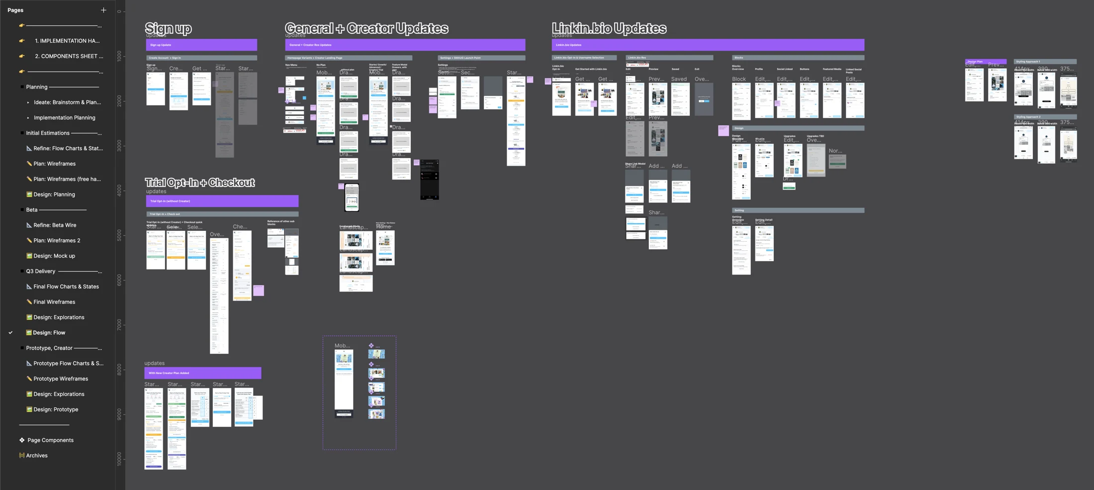 Mobile web design explorations and annotated handoff screens