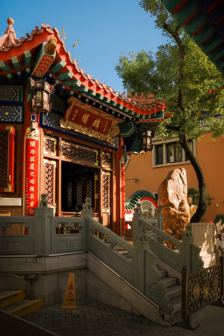 Ornate temple architecture in sunlight